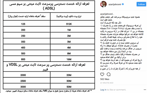 مصوبه جدید سرویس‌های پرسرعت غیر حجمی اعلام شد+جدول