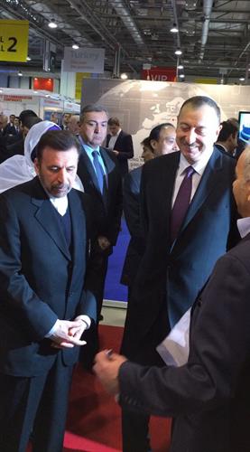 دیدار رییس جمهور آذربایجان از غرفه ایران در باکوتل 2014